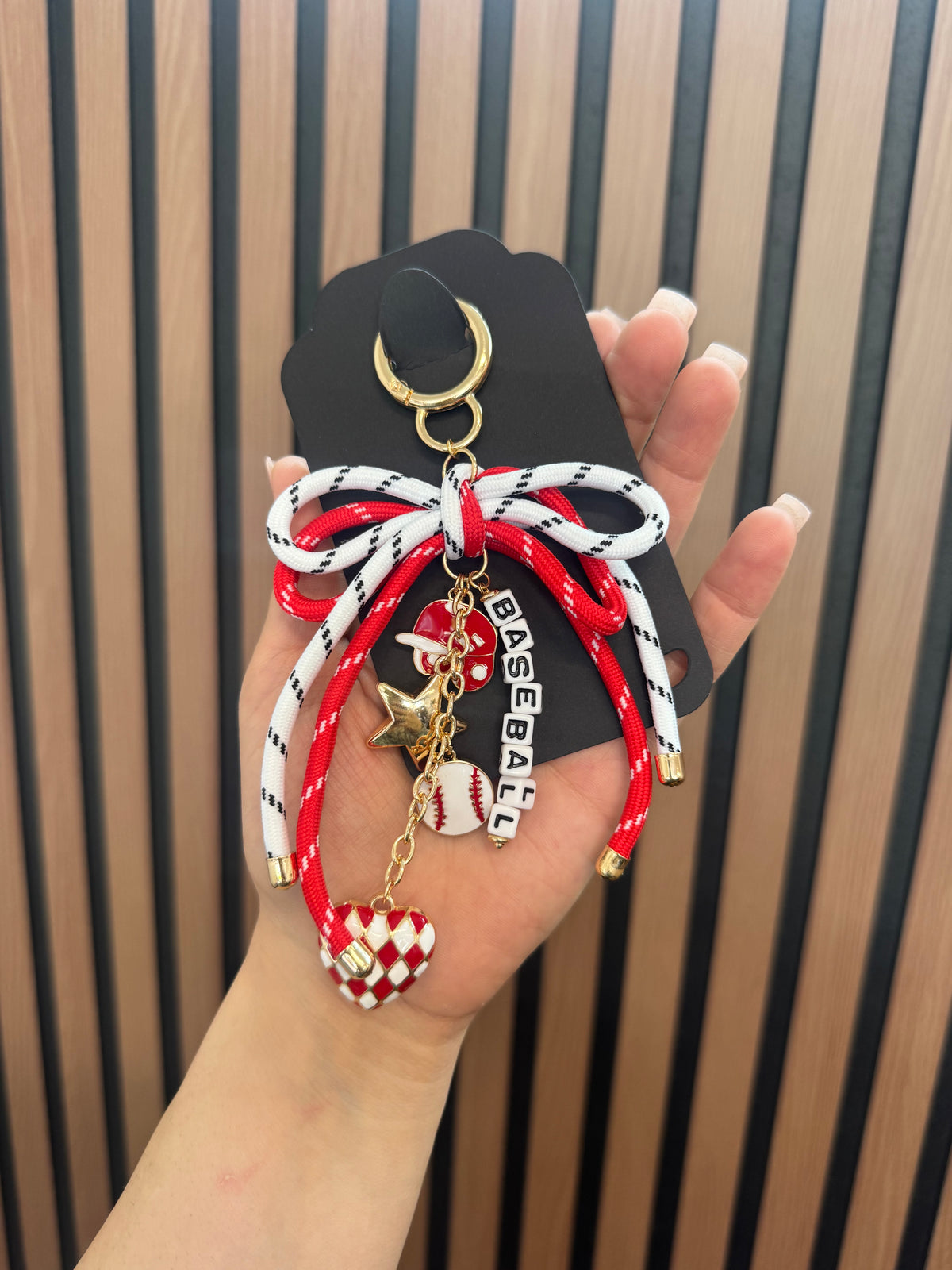 Bow Baseball Bag Charm