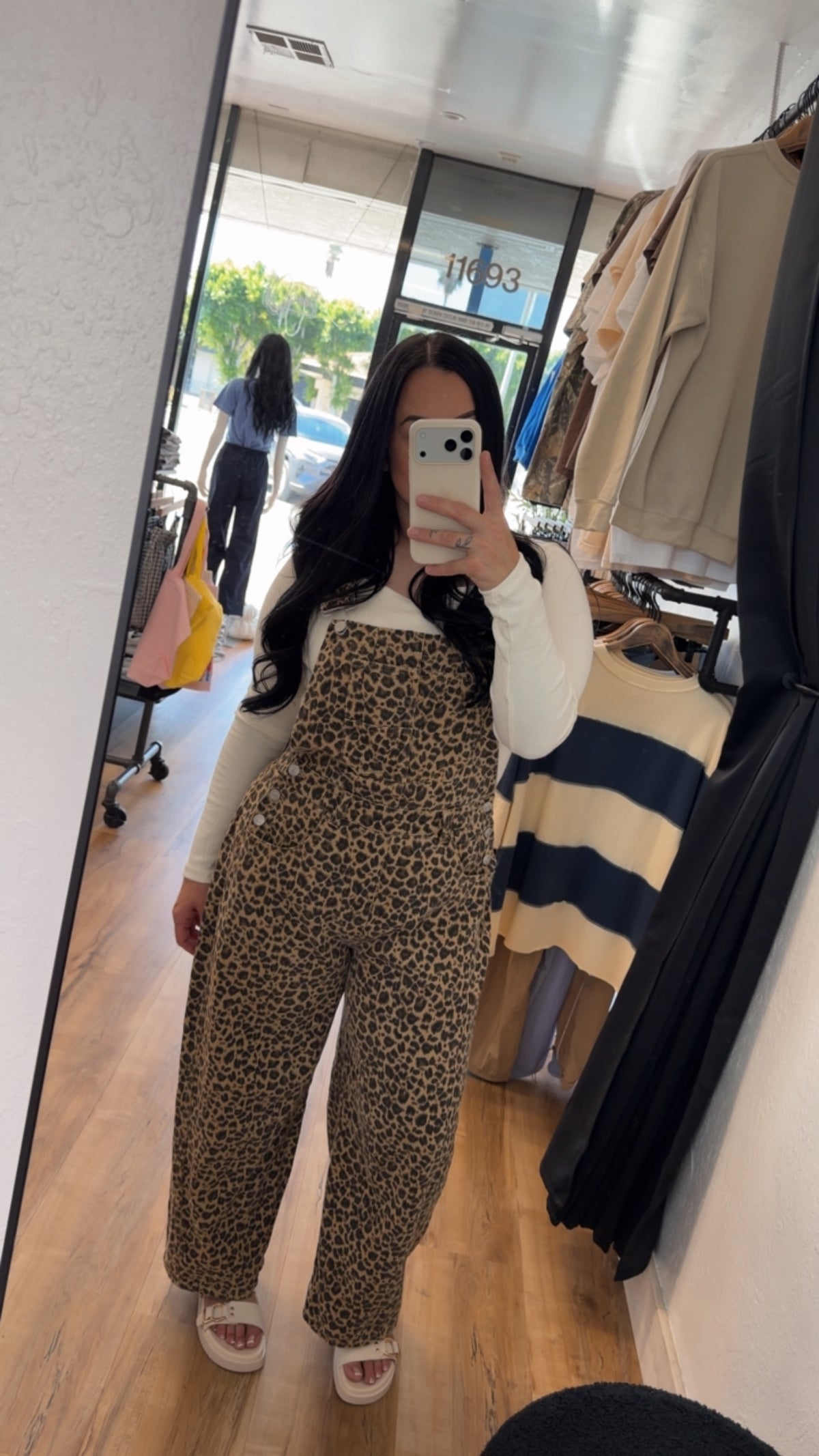 Leopard Twill Slouchy Barrel Overalls