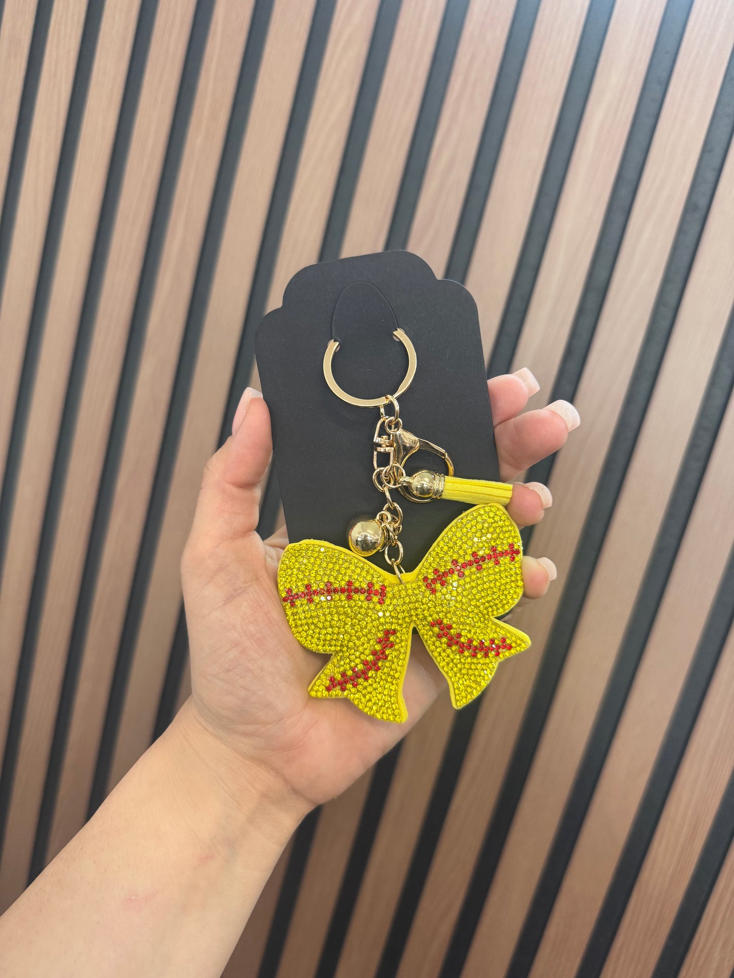 Softball Bow Keychain