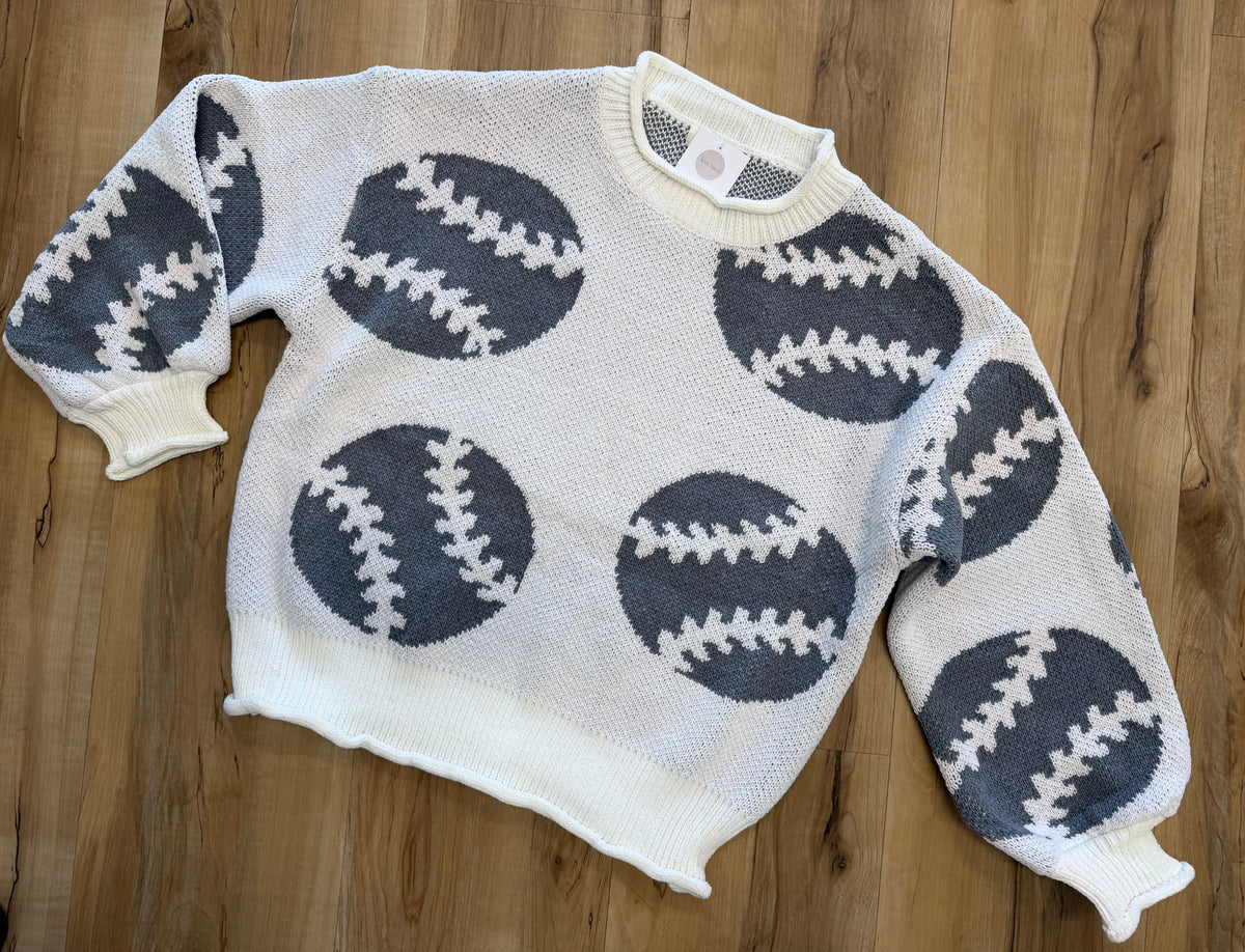Baseball Long Sleeve Knit Sweater