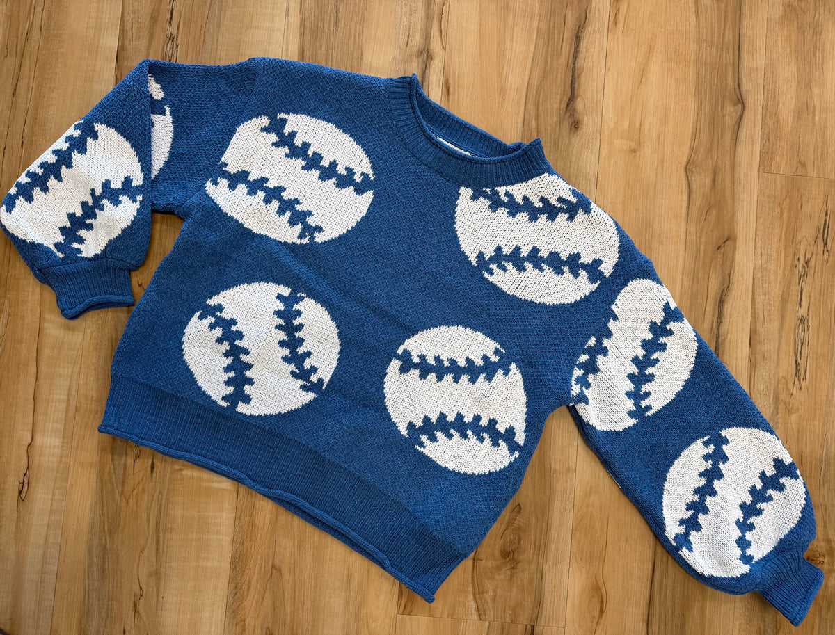 Baseball Long Sleeve Knit Sweater