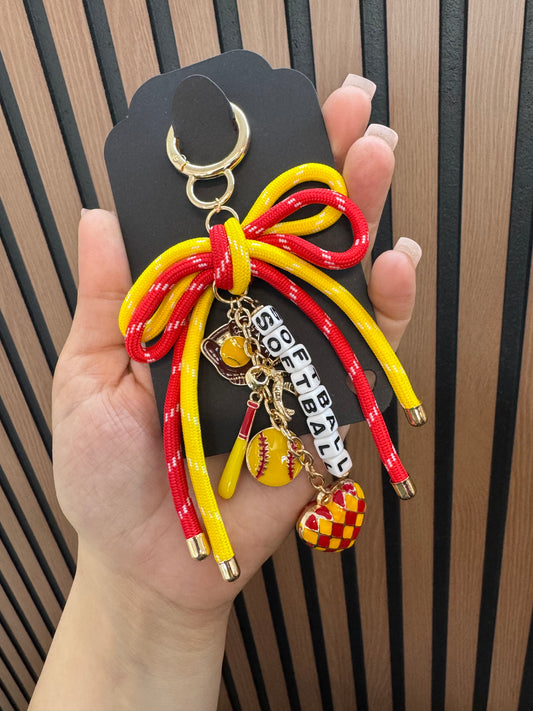 Bow Softball Bag Charm
